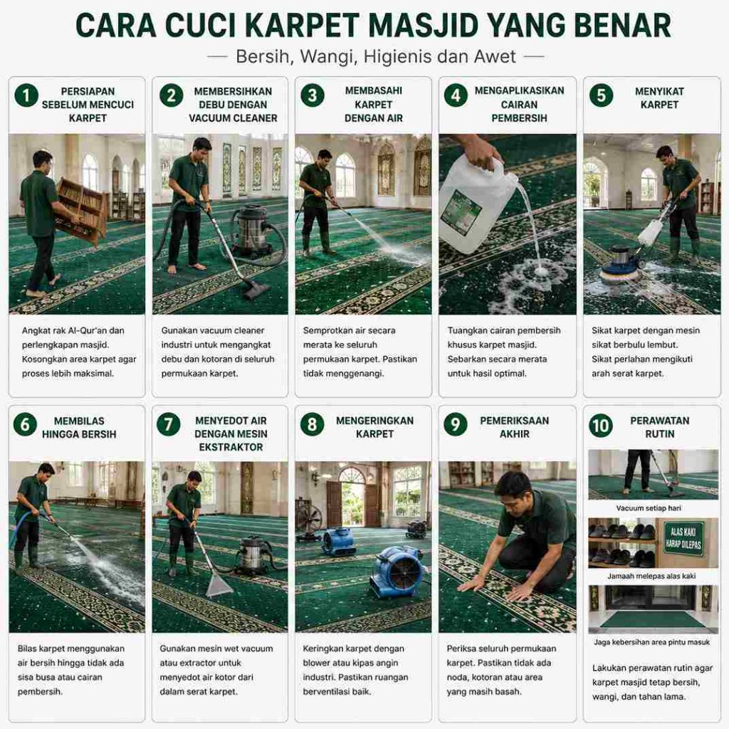 Cuci Karpet Masjid Yang Benar Sebagai Bagian Dari Perawatan Masjid